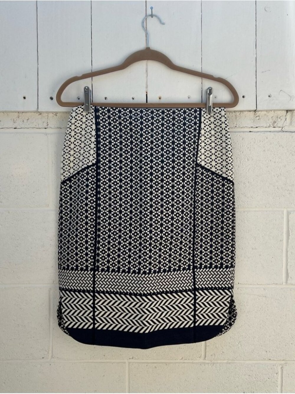 Black and Cream Checkered Skirt